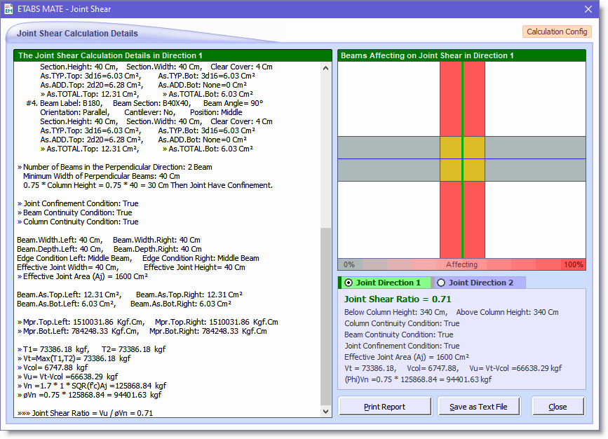 ETABS MATE - Joint ShearCalculations Details